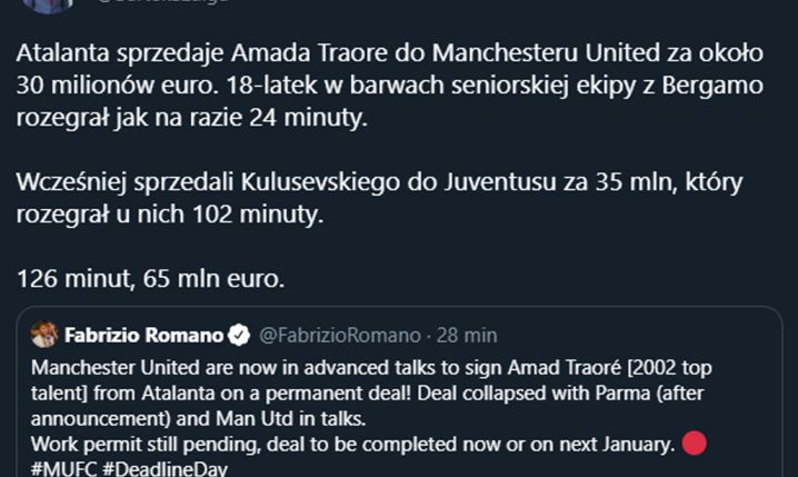 DOGADANE! Manchester United kupuje skrzydłowego za 30 mln euro!